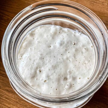 Active and bubbly sourdough starter that is ready to bake with
