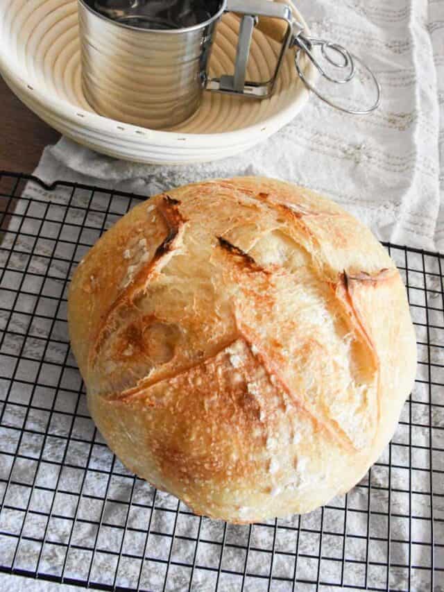 same day sourdough bread on a cooling rack