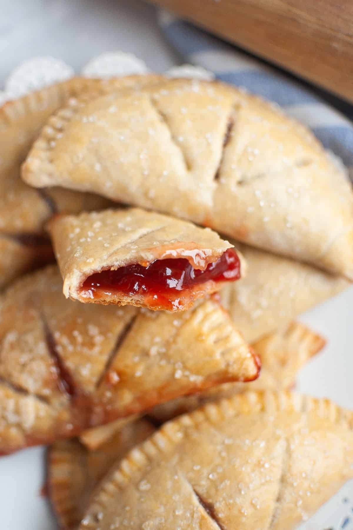Delicious sourdough hand pies with jam filling, showcasing perfect stretch and fold technique.