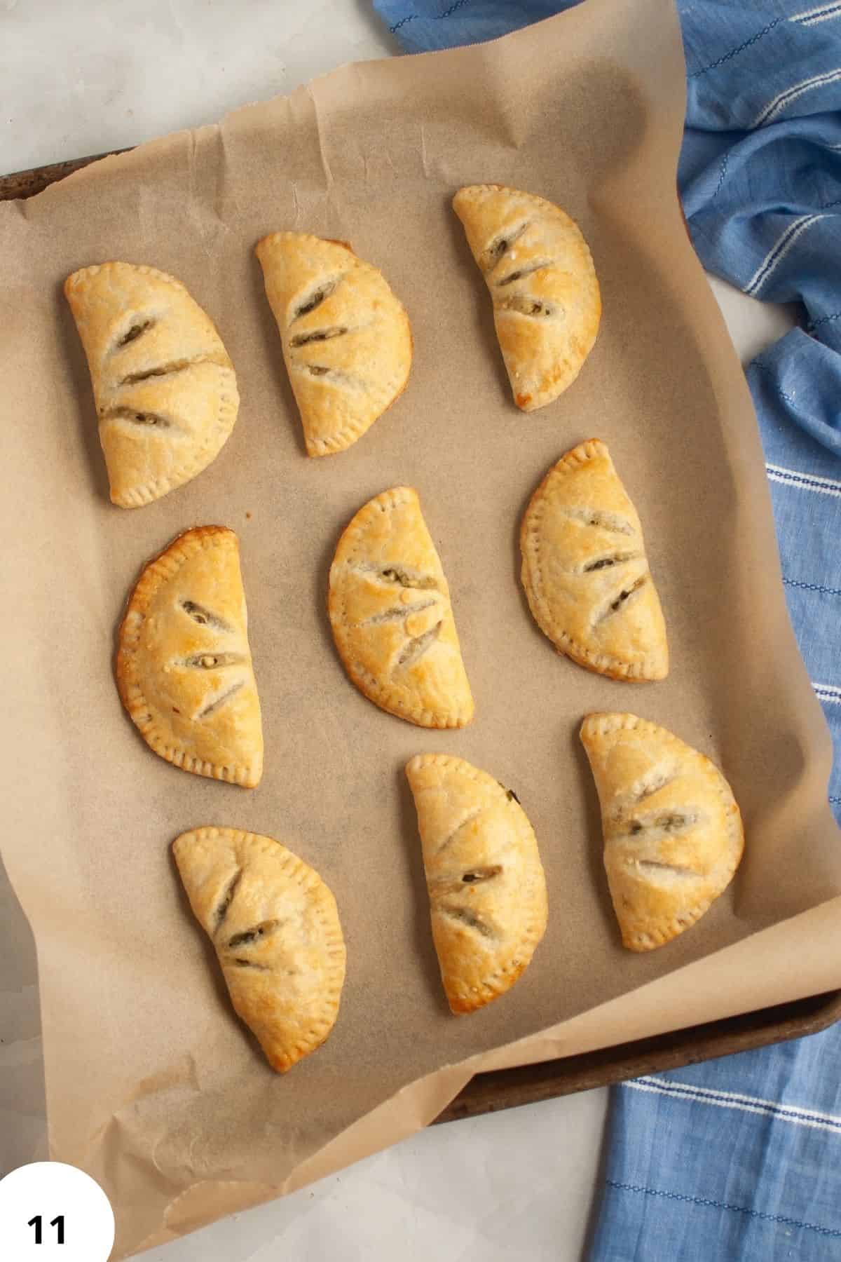 Delicious homemade sourdough hand pies filled with spinach and feta cheese, perfect for a savory sna.
