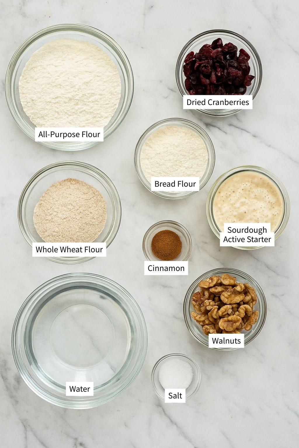 Christmas Cranberry Walnut Sourdough Bread Ingredients