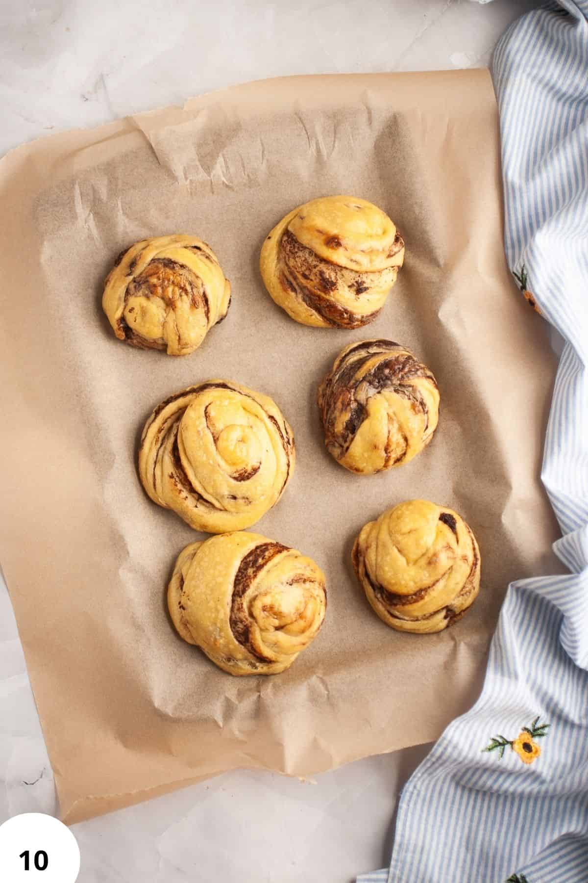 Delicious sourdough chocolate knots with Nutella, showcasing perfect stretch and fold technique.