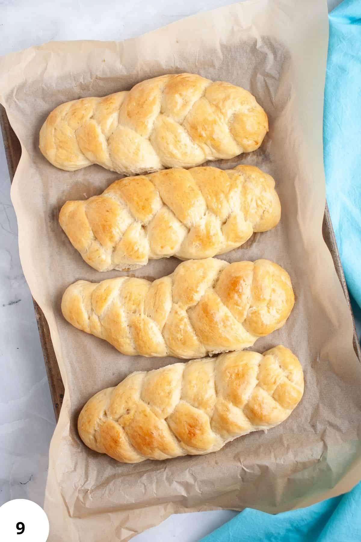 Bread with stretch and fold technique for perfect texture.