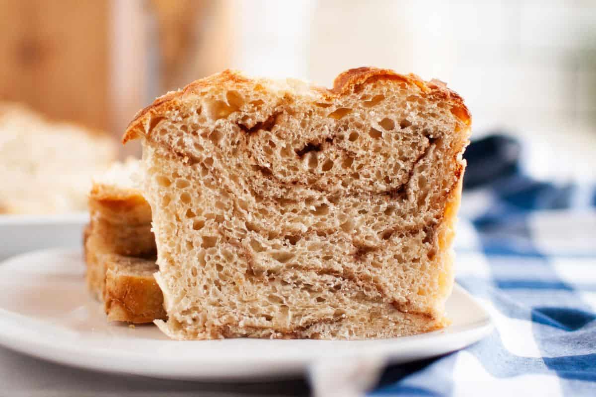 Fresh sourdough bread with a golden crust and open crumb structure.