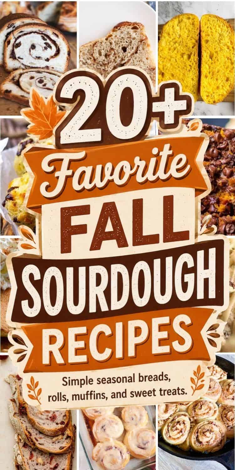 Collection of fall sourdough bread and baked goods for autumn baking.