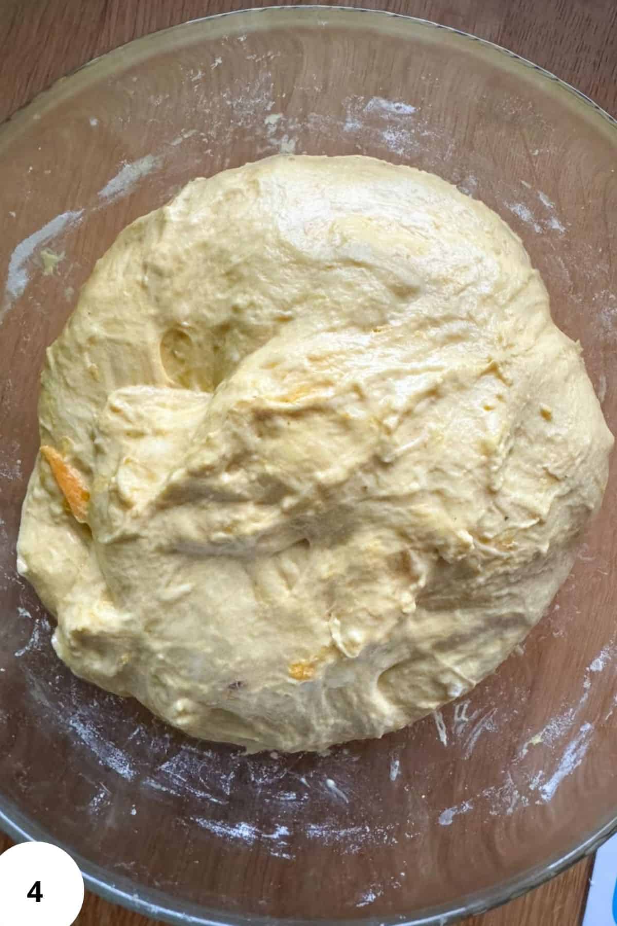 Dough of sourdough pumpkin bread.