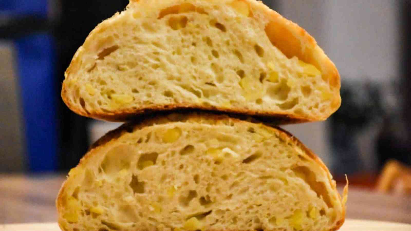 Two layers of sourdough bread.