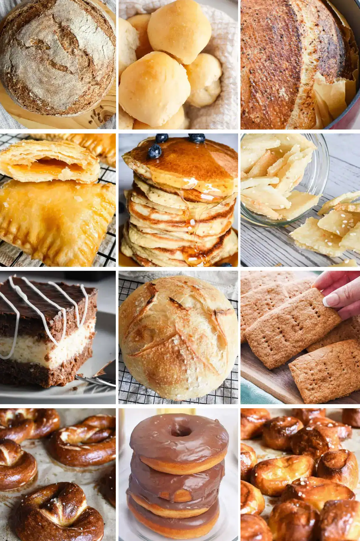 Assorted same day sourdough baked goods including bread, pancakes, and cookies.