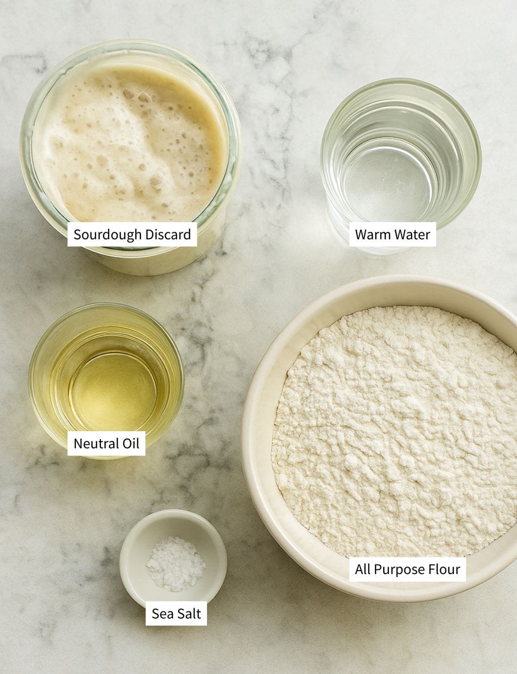 Soft and Foldable Sourdough Tortillas Ingredients