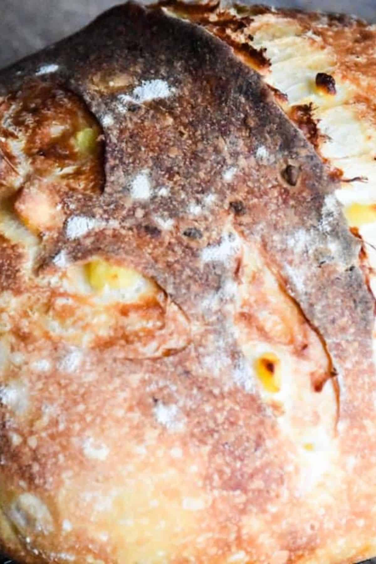 Close-up of sourdough bread.