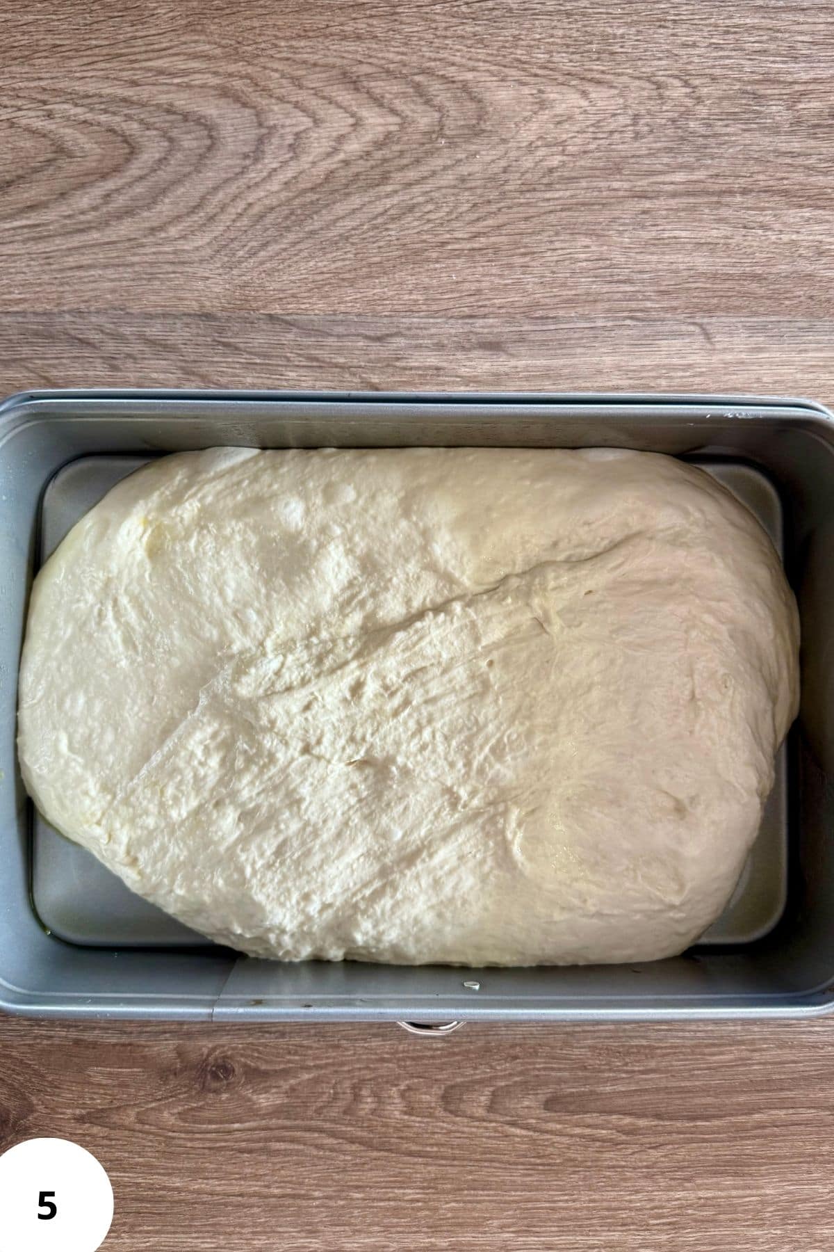 A dough being transferred and placed into a baking tray.