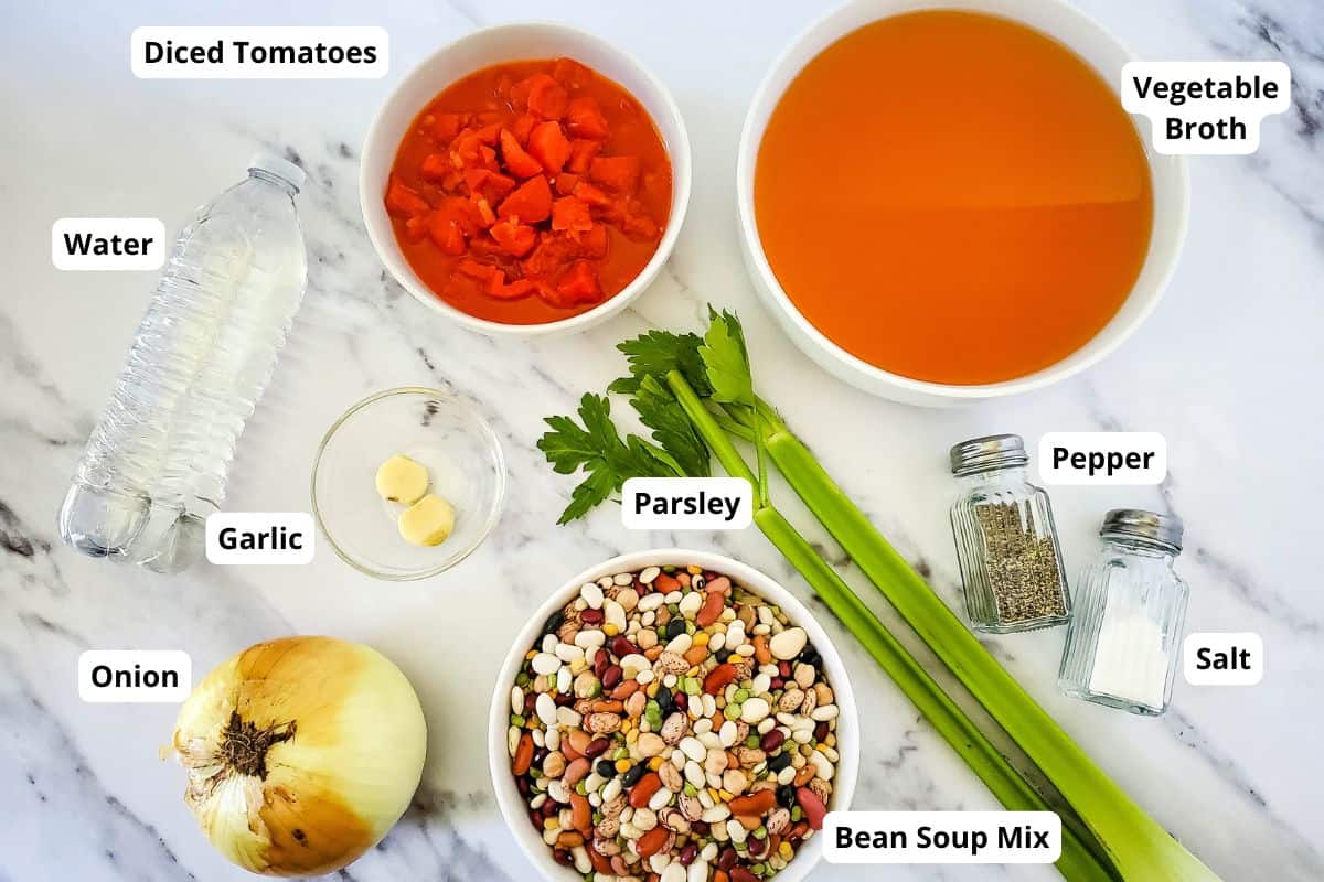Ingredients neatly arranged on a tabletop, ready for preparation.
