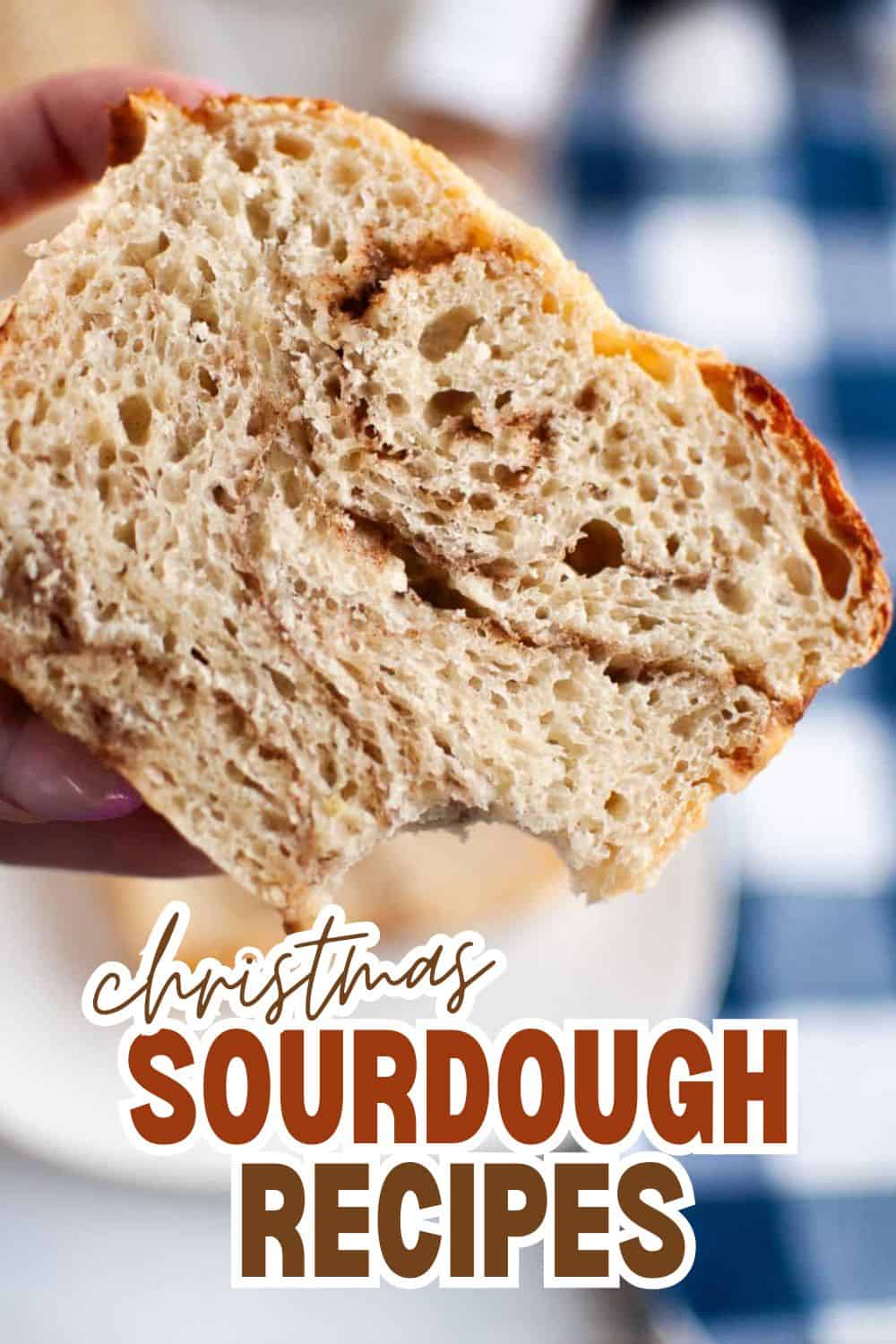 Close-up of a slice of homemade sourdough bread with a soft crumb and crust.