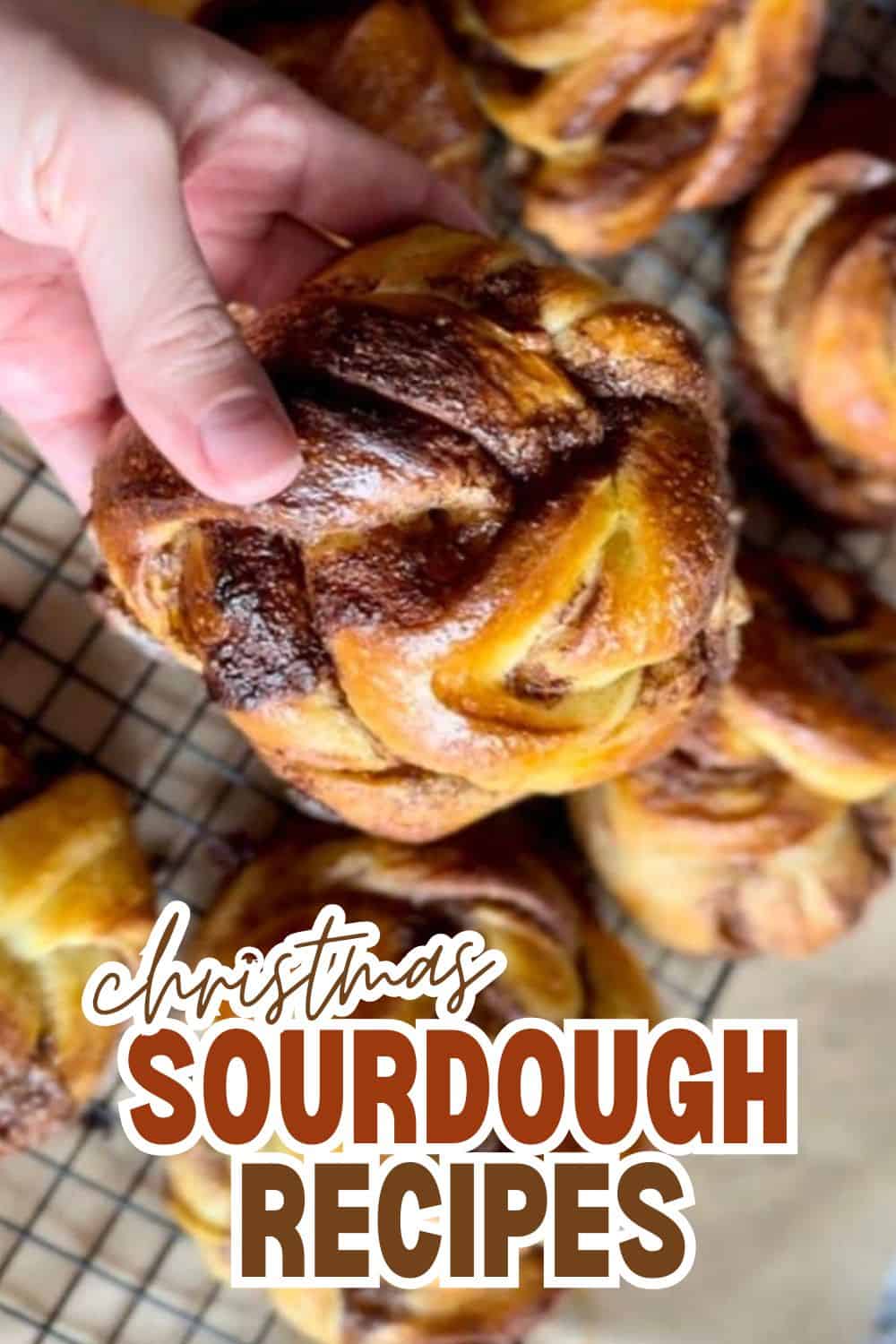 Close-up of a freshly baked sourdough pastry with a golden crust.