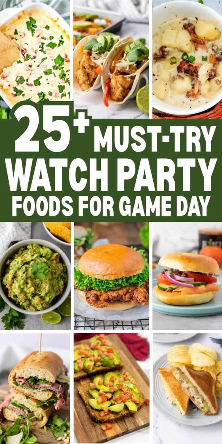 Delicious game day food ideas including sandwiches, dips, and burgers for watch parties.