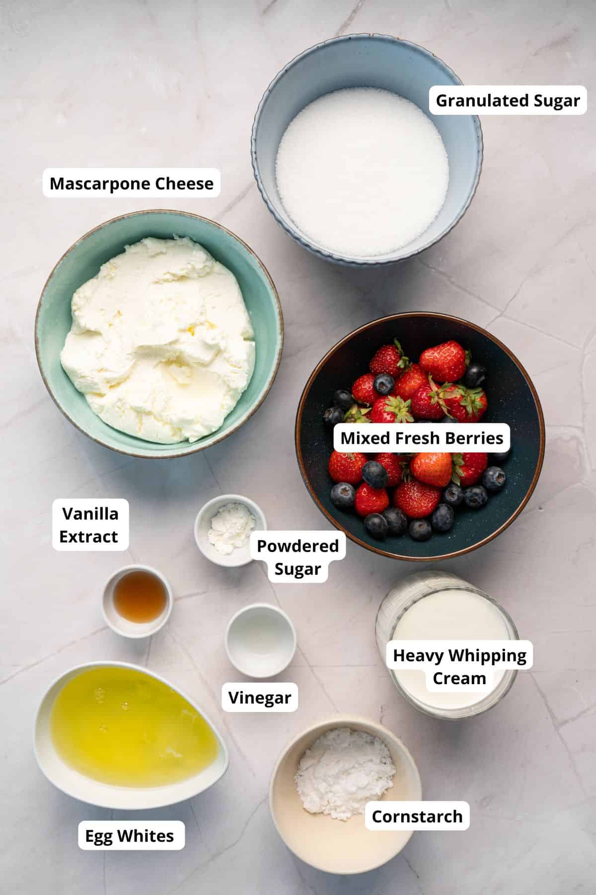 Ingredients arranged in a surface.