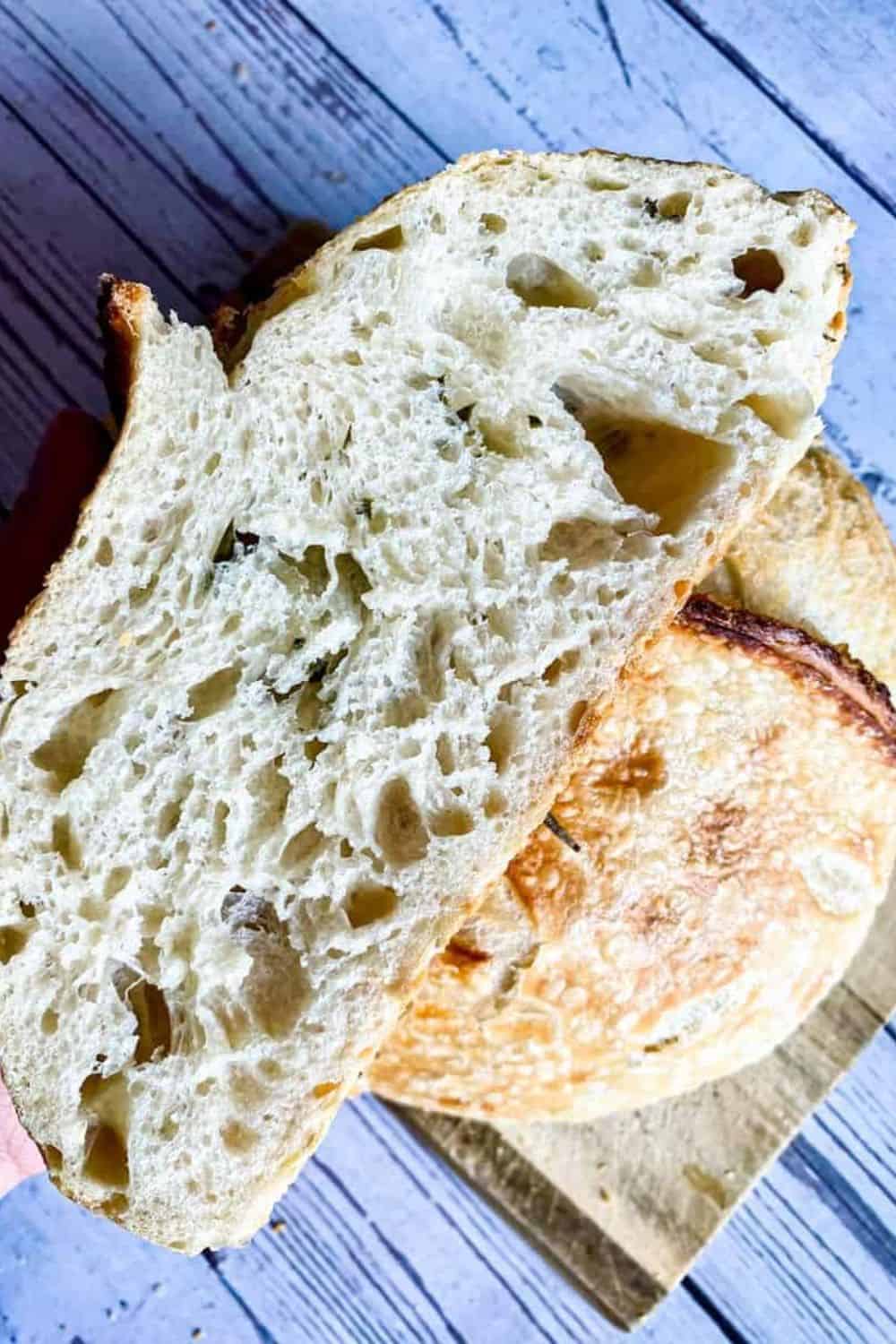 Delicious homemade bread featuring a light crumb and crispy crust, made with stretch and fold techniques.