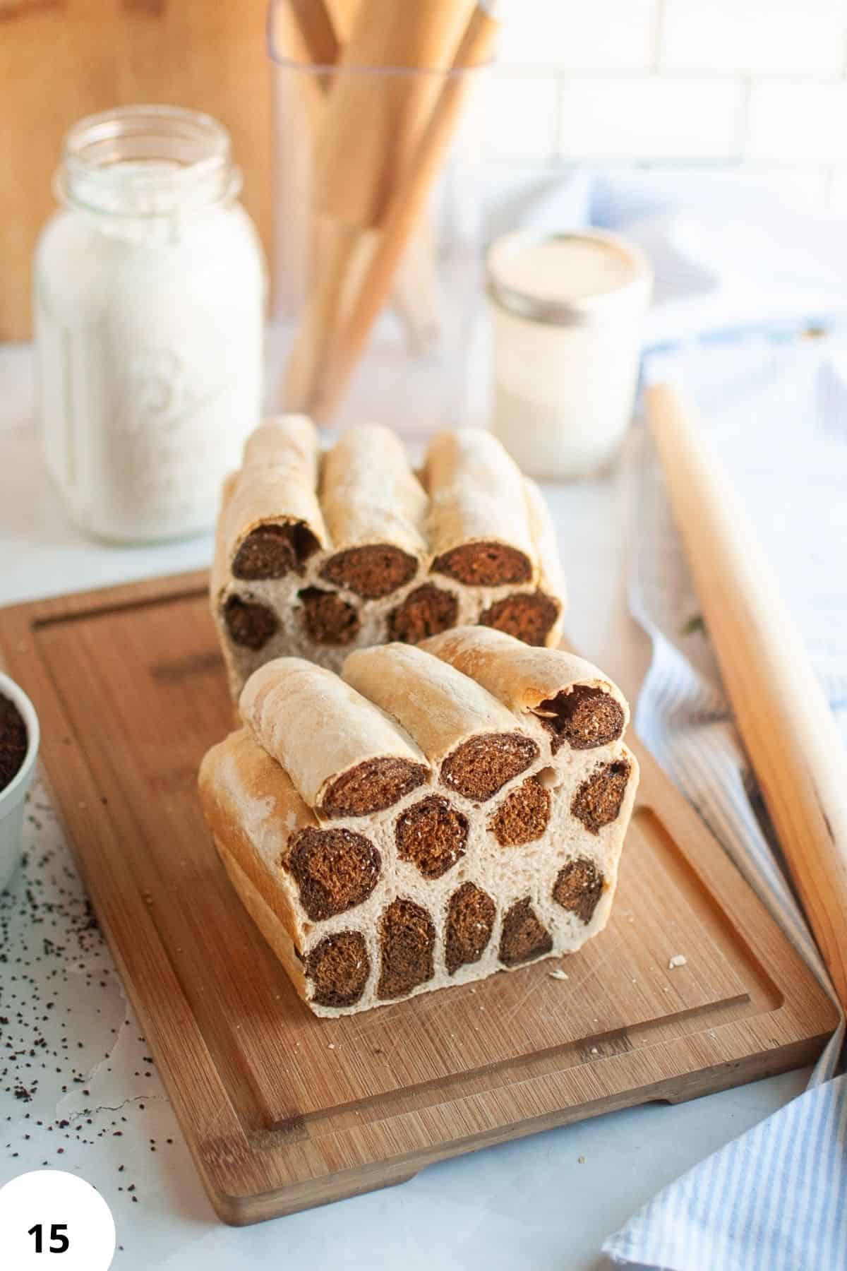Classic bread with chocolate folds, perfect for baking, bread making, and pastry recipes.