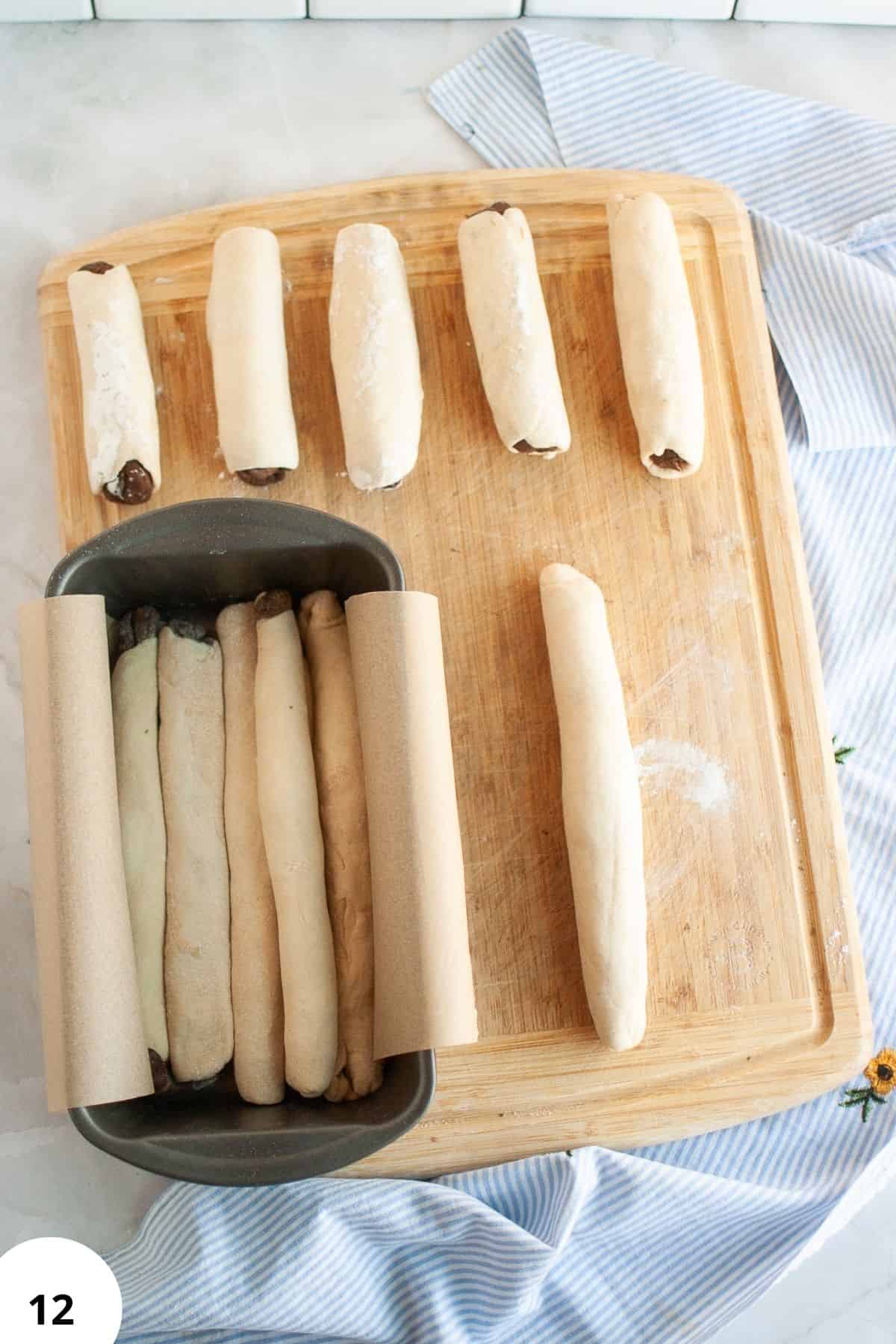 Bread dough with chocolate chips ready for shaping, emphasizing stretch and fold bread method.