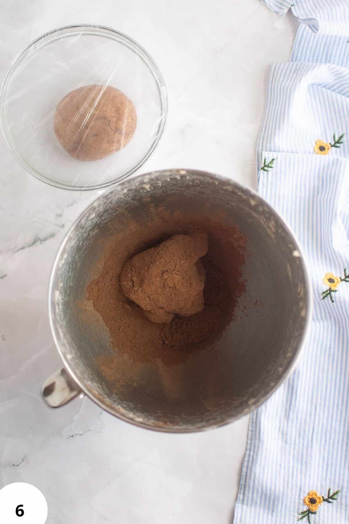 Processing bread dough with stretch and folds to develop gluten.