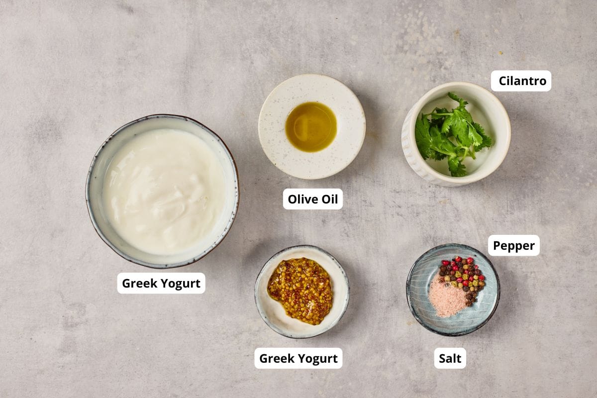 Homemade Greek yogurt and herbs set, ideal for bread, sandwiches, and healthy Mediterranean cuisine.