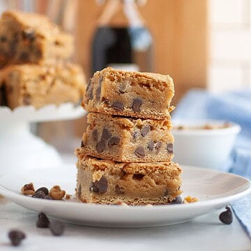 Delicious chocolate chip cookie bars highlighting stretch and fold baking process for soft, chewy texture.