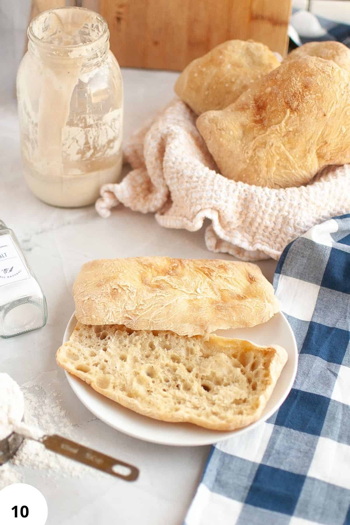 Artisan bread with fluffy texture and crisp crust, perfect for sandwiches or toast.