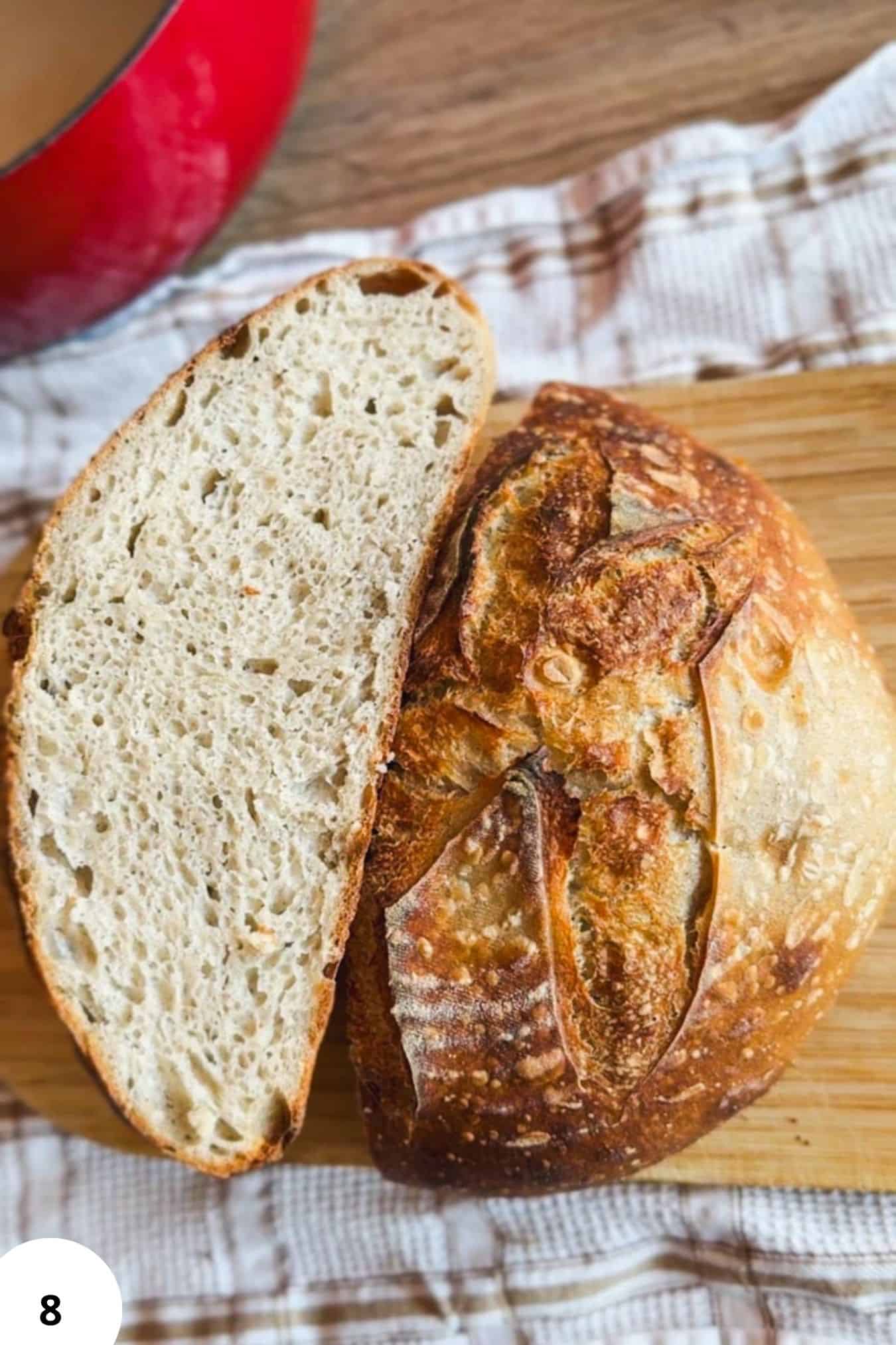 Freshly baked buckwheat sourdough bread with a rustic crust and soft interior.
