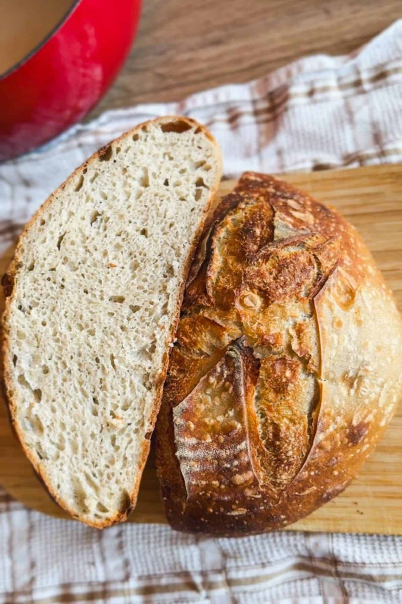 Freshly baked buckwheat sourdough bread with a rustic crust and soft interior.