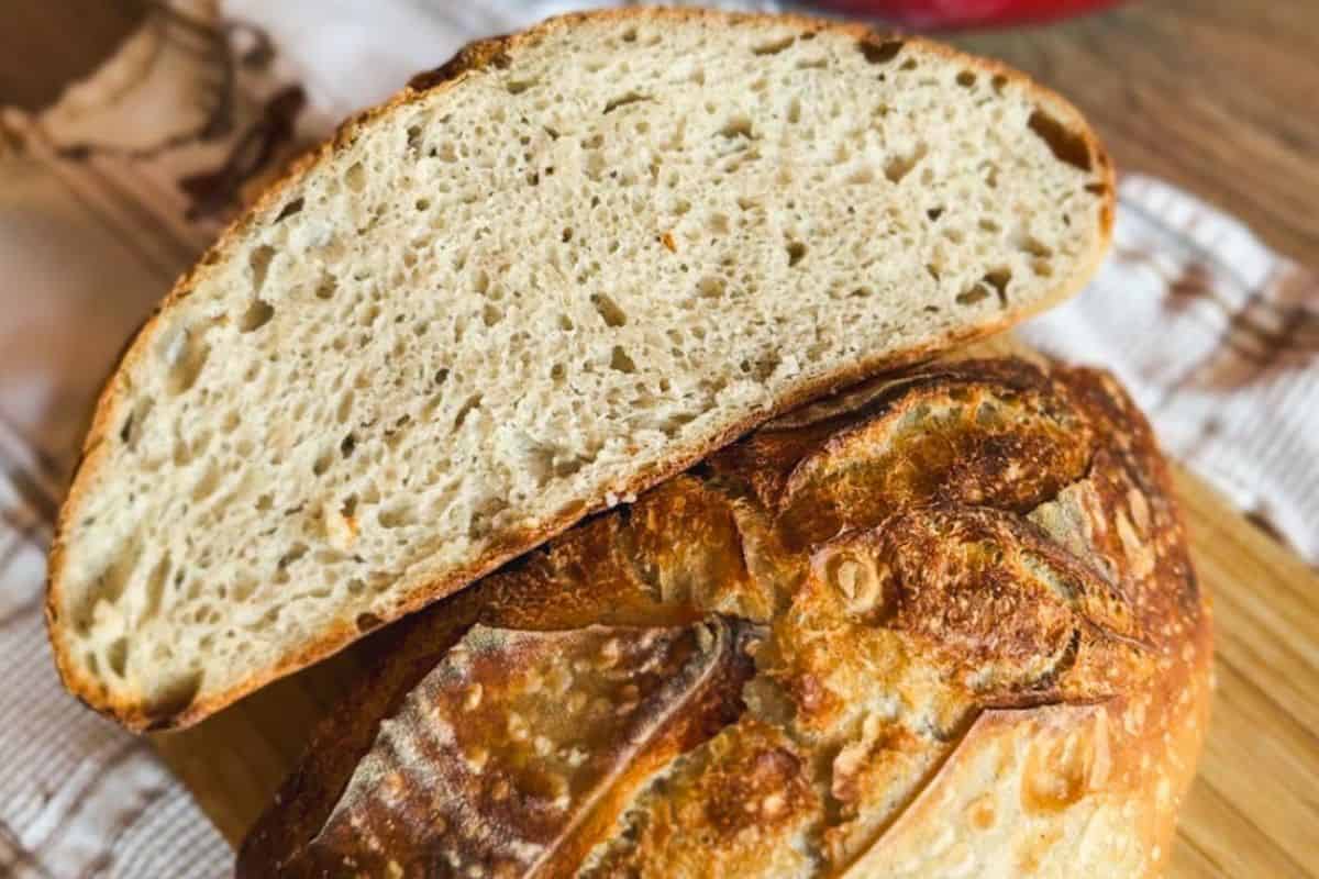 Sourdough bread with buckwheat and simple buckwheat scald, showcasing artisanal baking techniques.