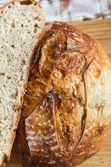 Sourdough bread with buckwheat and simple buckwheat scald, showcasing artisanal baking techniques.