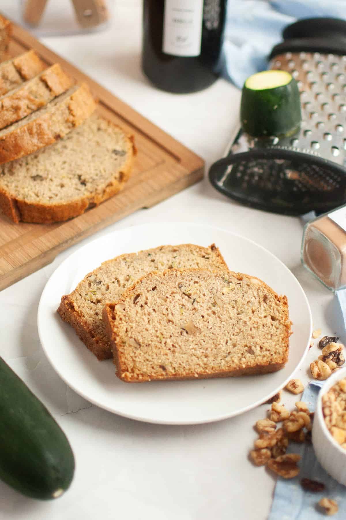 Sourdough zucchini bread with walnuts, perfect for using discard and adding flavor to your baking.