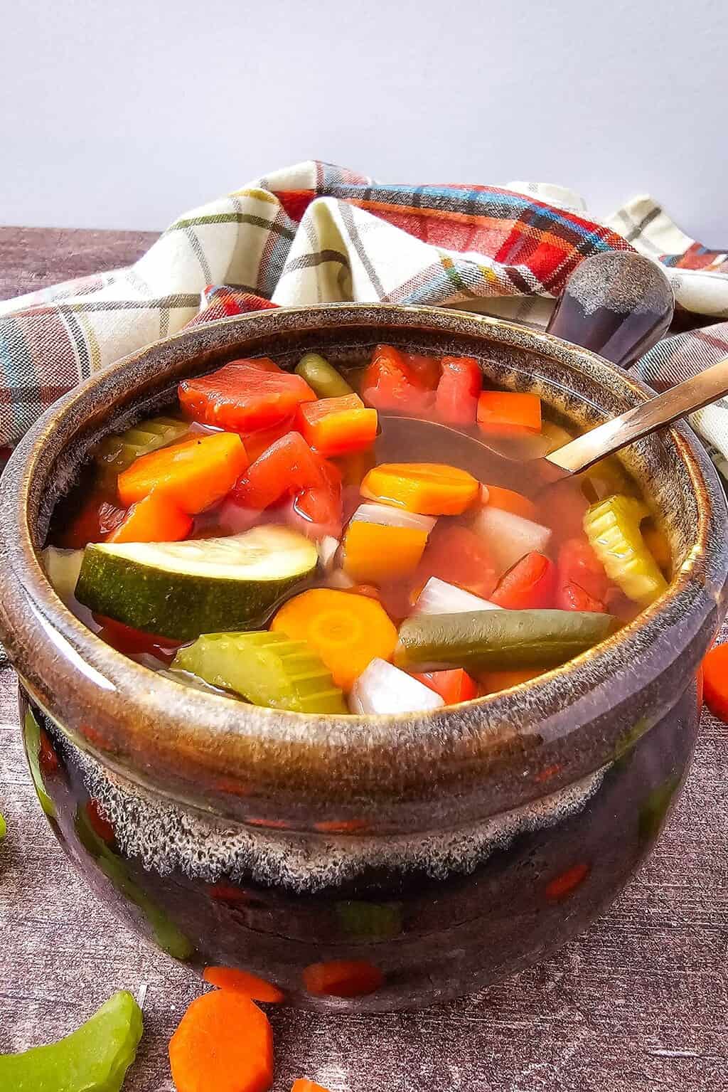 Slow Cooker Crockpot Summer Vegetable Soup - Stretch and Folds