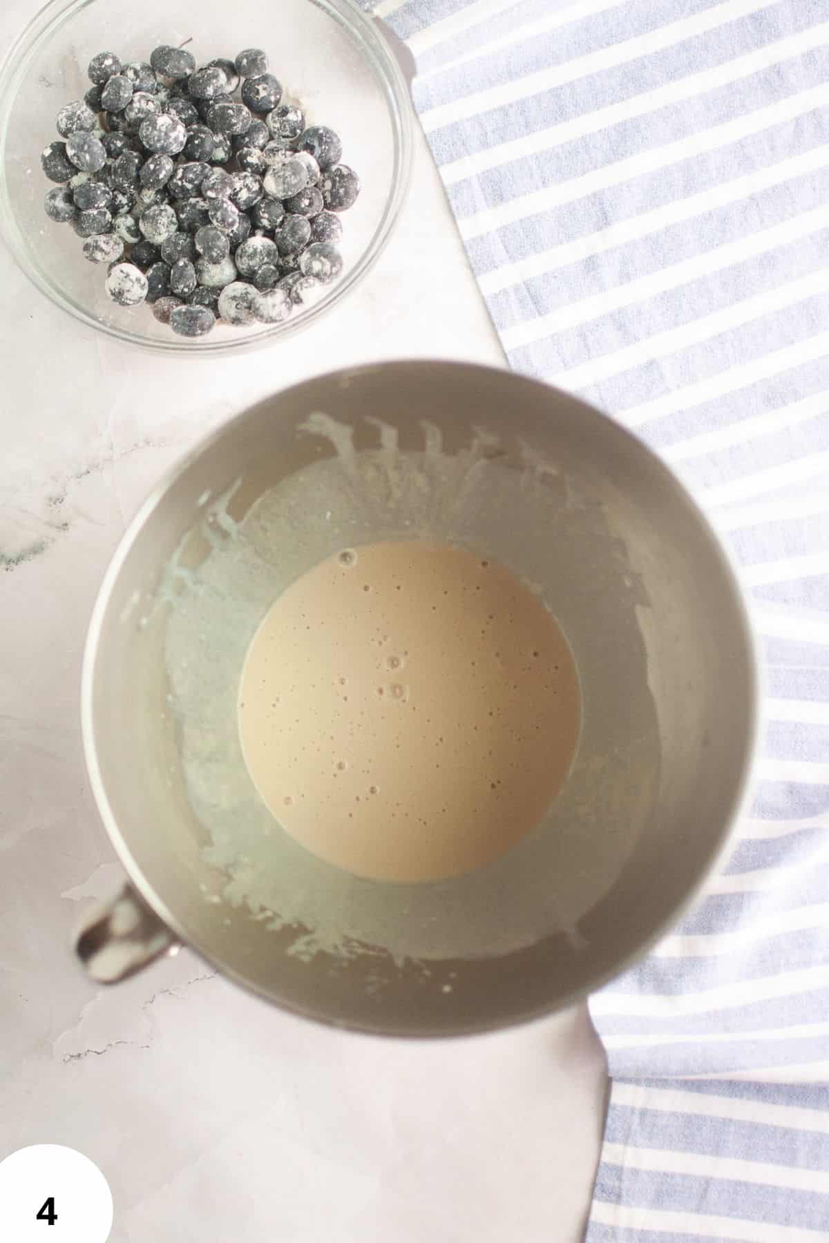 Sourdough starter for blueberry cream scones with stretch and folds process.