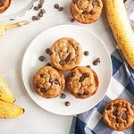 Delicious sourdough banana muffins filled with chocolate chips, perfect for breakfast or snacks.
