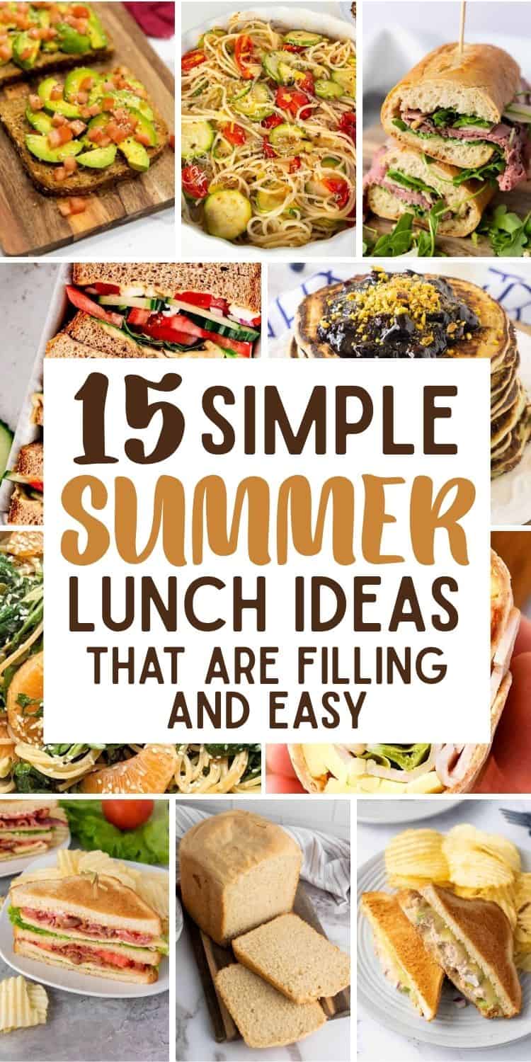 Assorted summer lunch dishes including sandwiches, salads, and pasta for easy, filling meals.