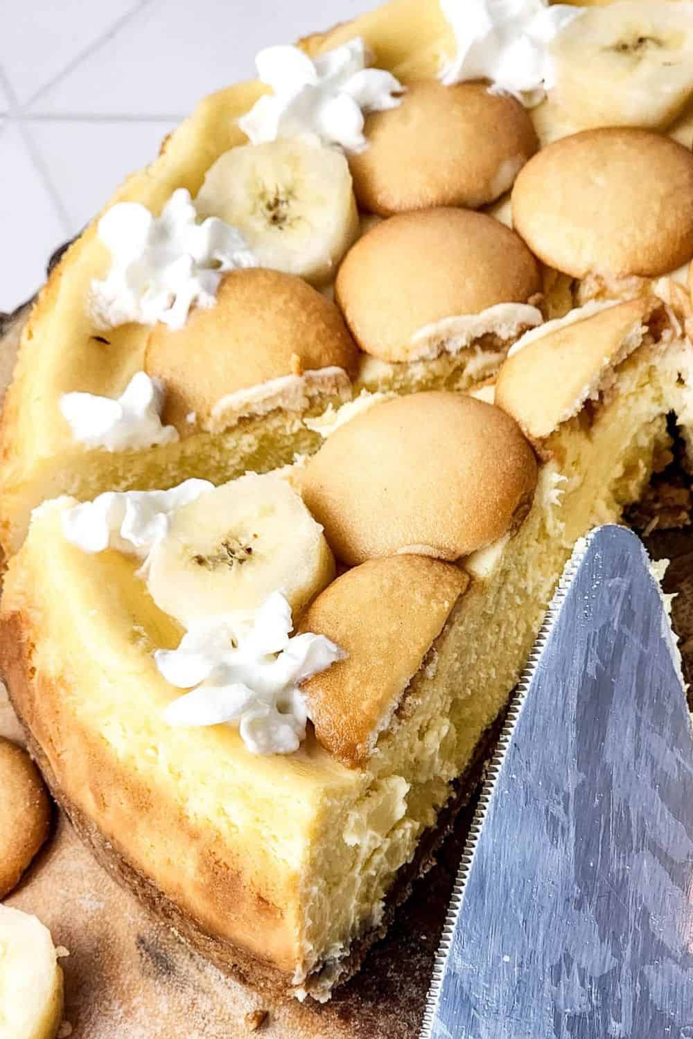 Banana and cookie dough cake with whipped cream, perfect for desserts and celebrations.