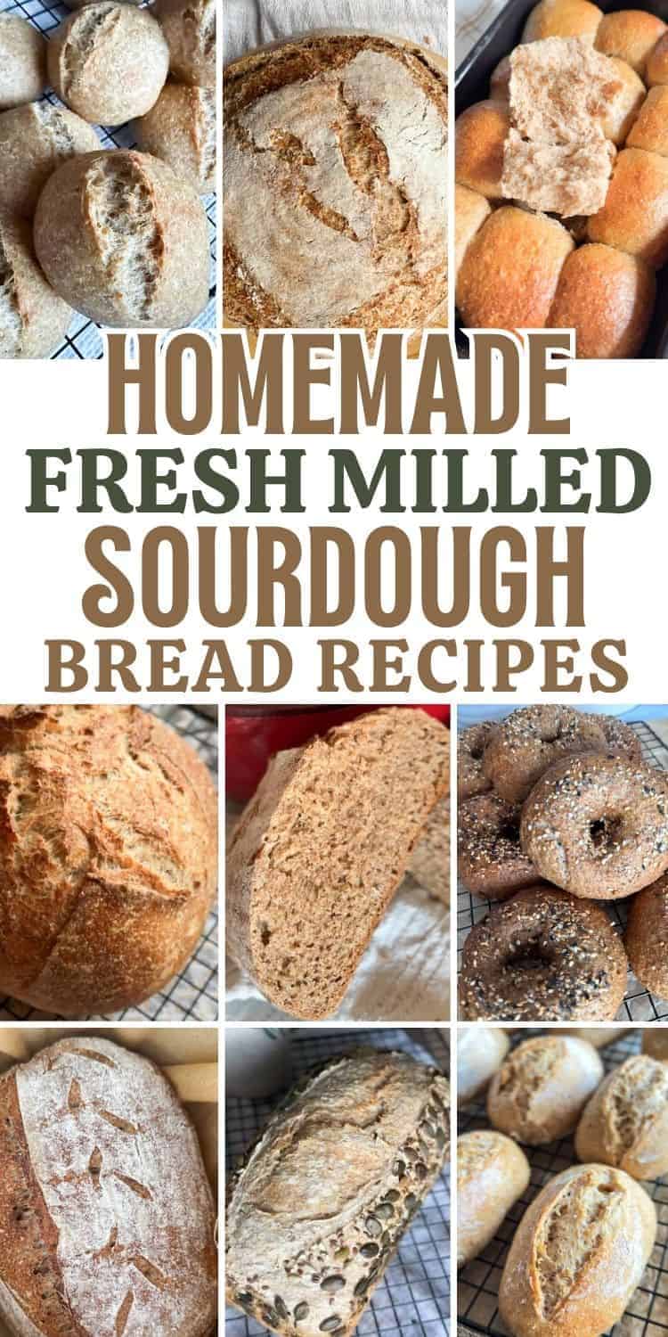 Freshly baked sourdough bread made with homemade milled flour, perfect for artisanal bread lovers.