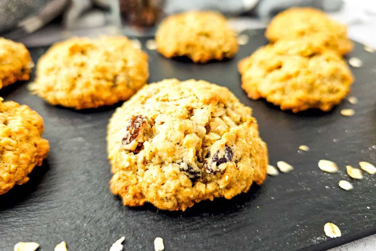 Oatmeal raisin cookies with applesauce, perfect for healthy snacking and baking.
