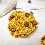 Healthy pumpkin oatmeal cookie with chocolate chips.