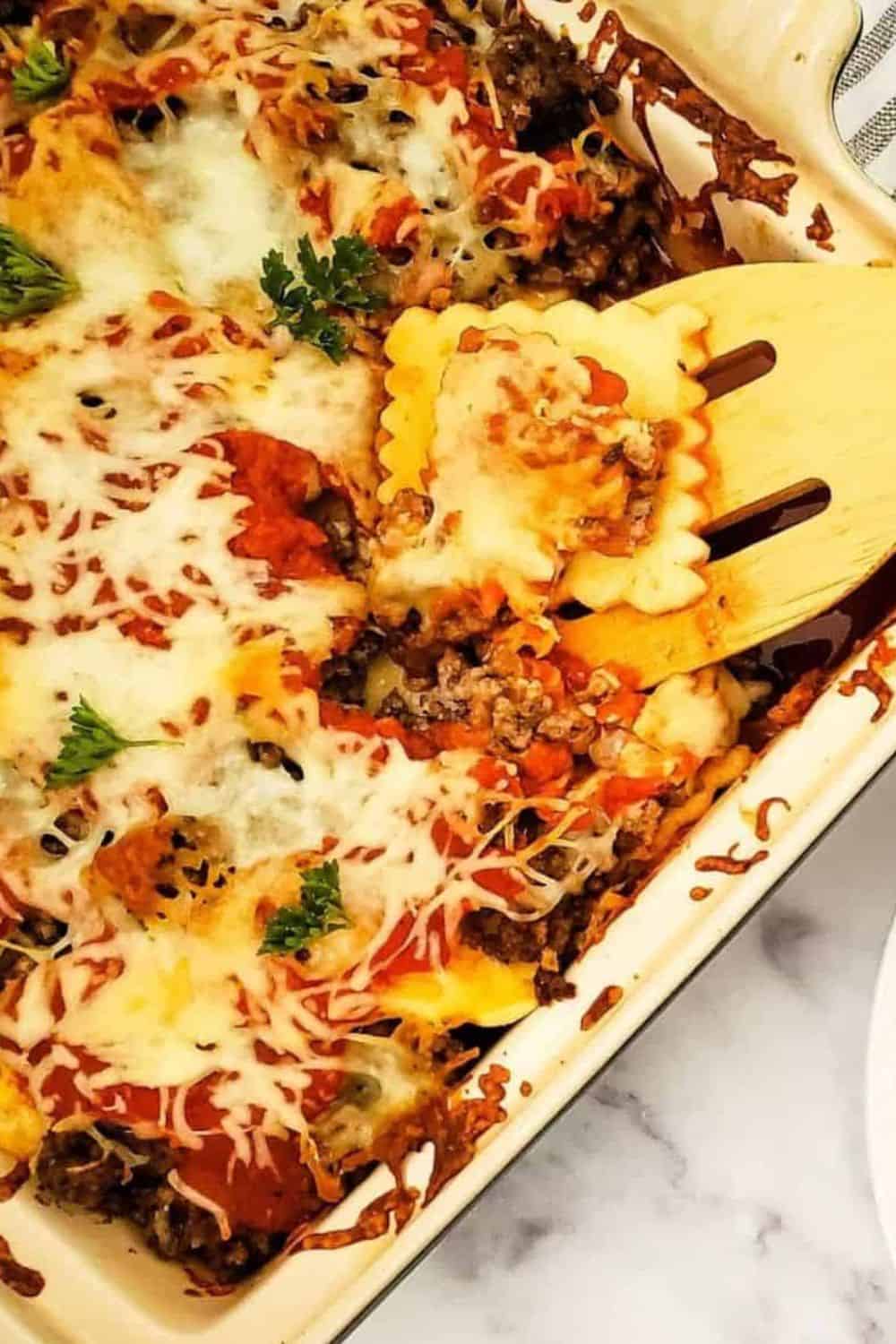 Ground beef casserole with cheese, vegetables, and savory sauce.