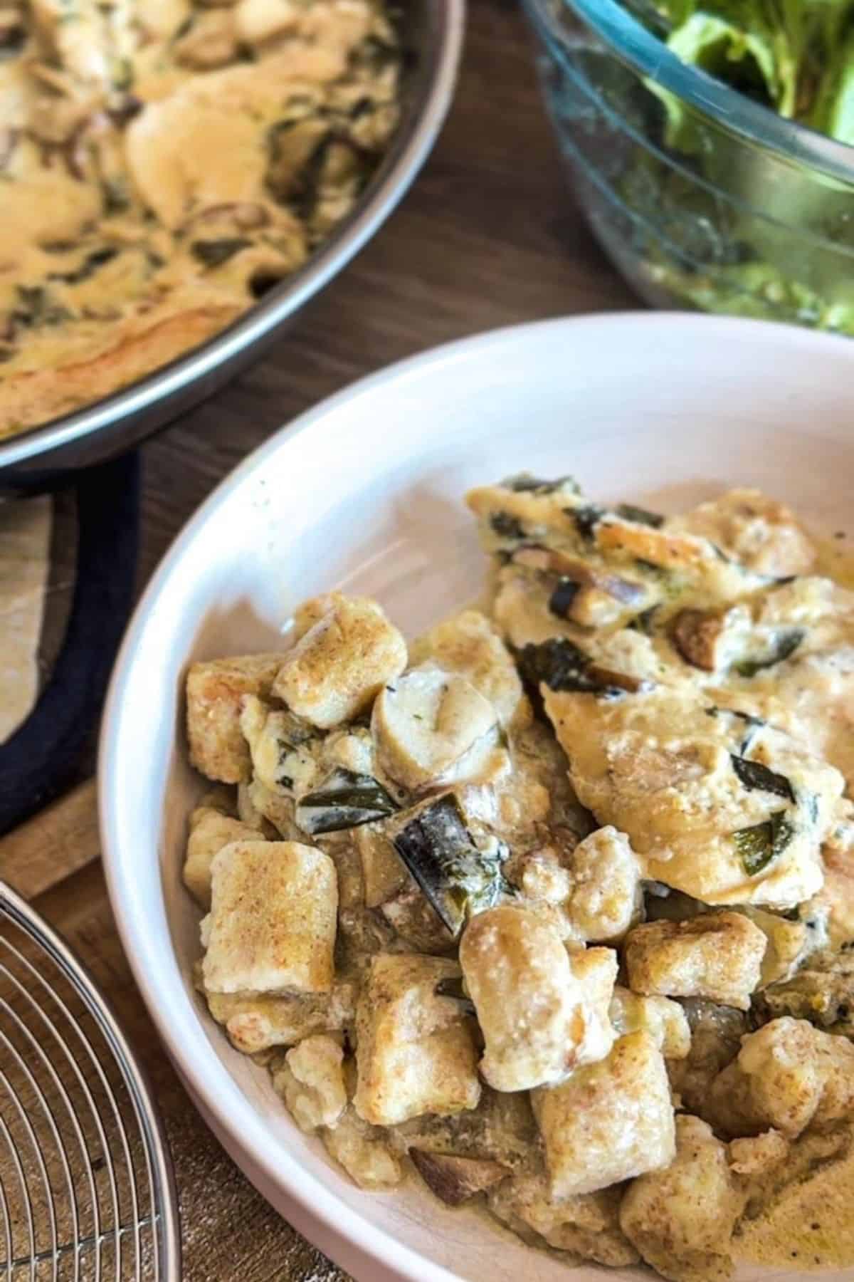 Delicious homemade gnocchi made with fresh-milled flour, showcasing a soft texture and rich flavor p.