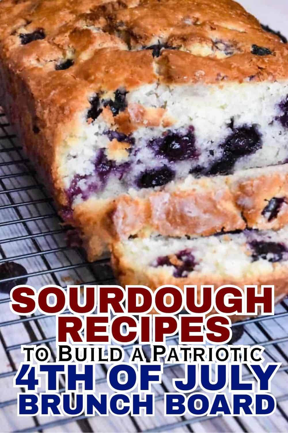 Sourdough blueberry cake with golden crust and fresh blueberries inside.
