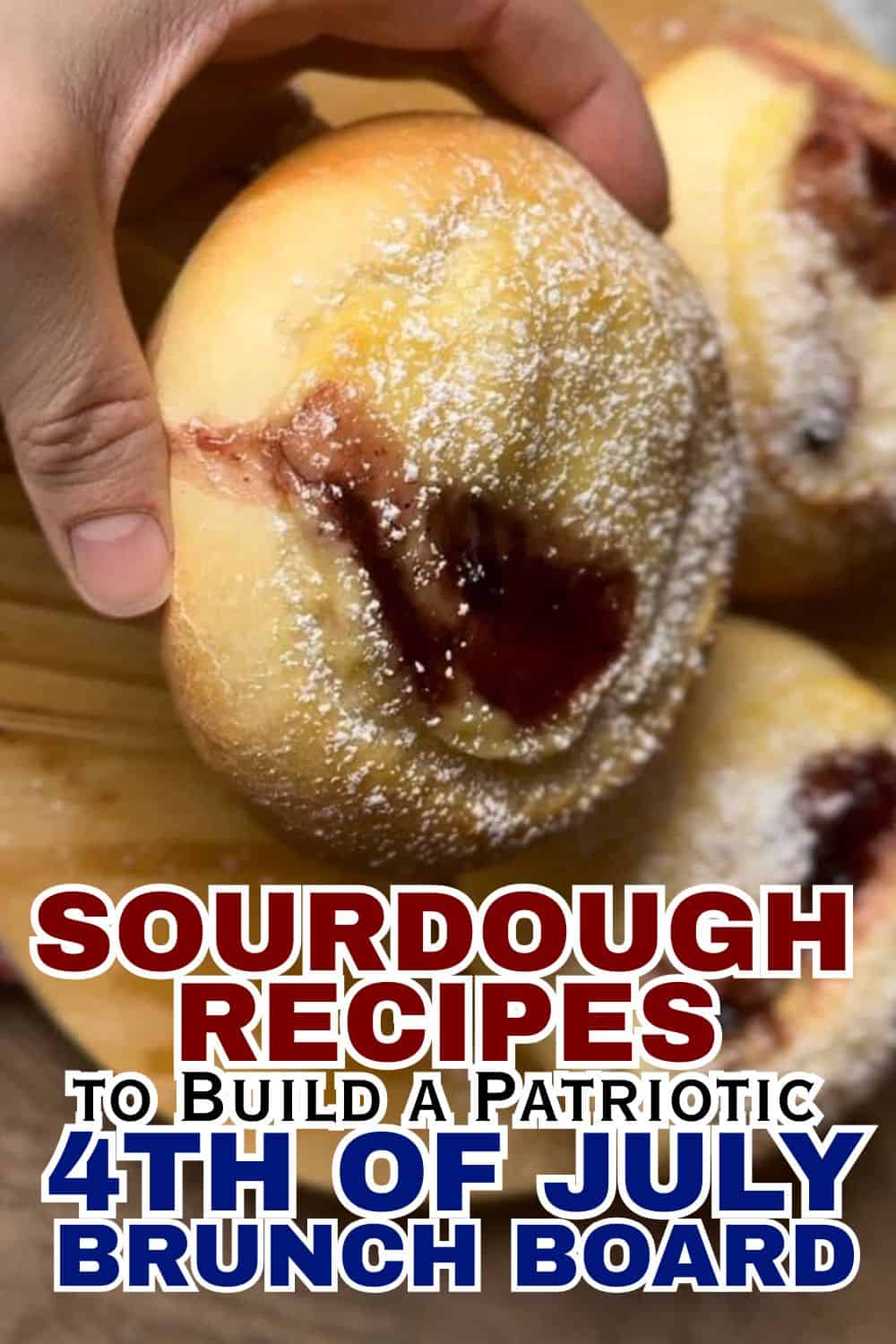 Fresh sourdough bread with jam, perfect for patriotic 4th of July brunch.