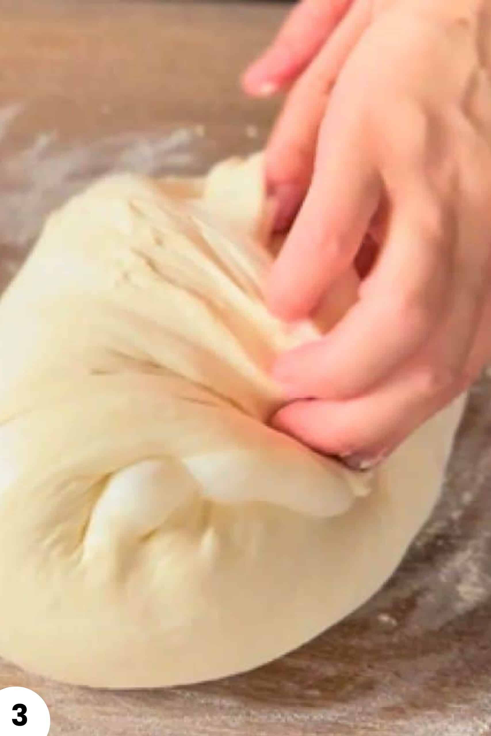 Stretch and folds technique for bread dough.