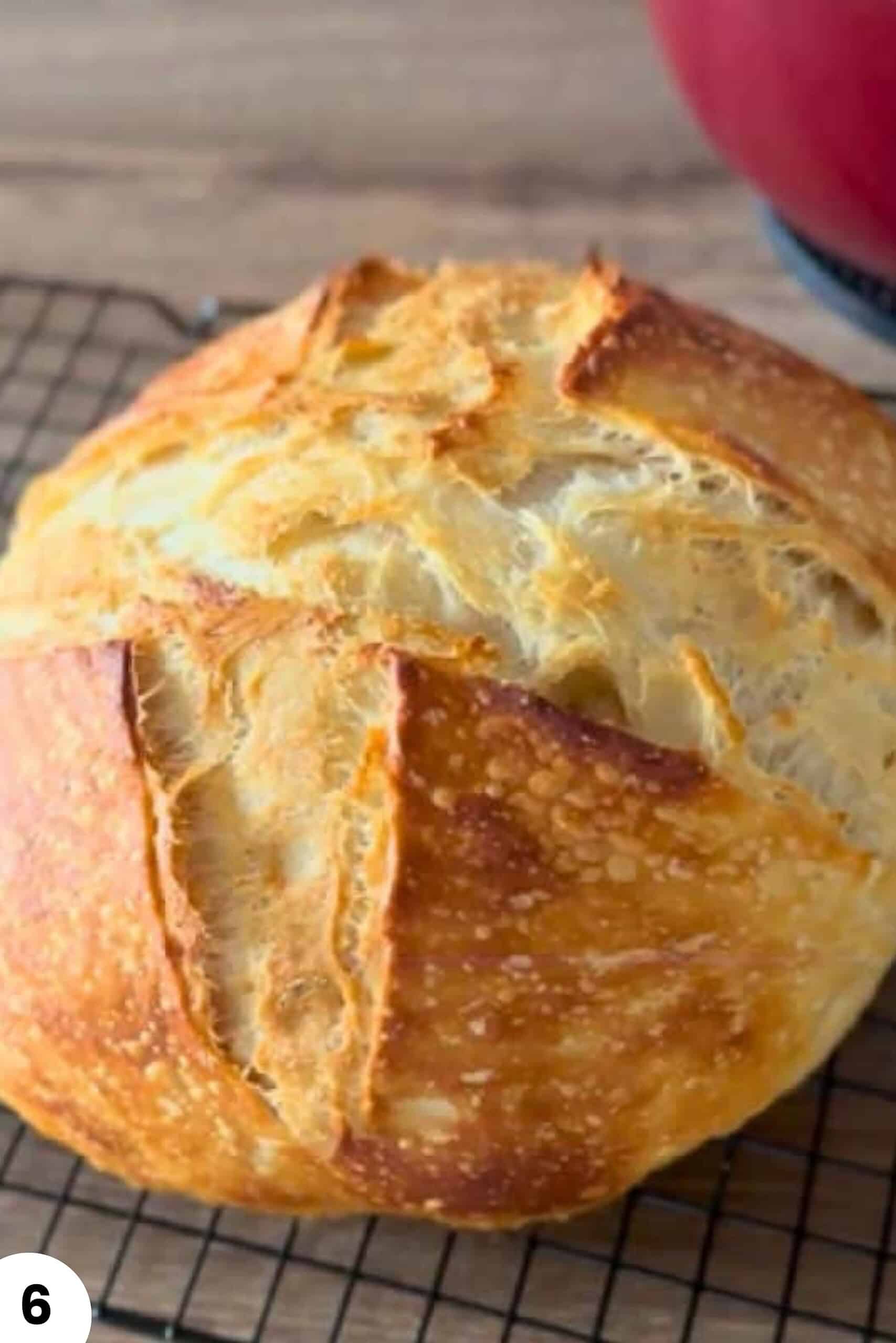 Sourdough bread with a golden crust and soft, airy crumb, perfect for baking enthusiasts.