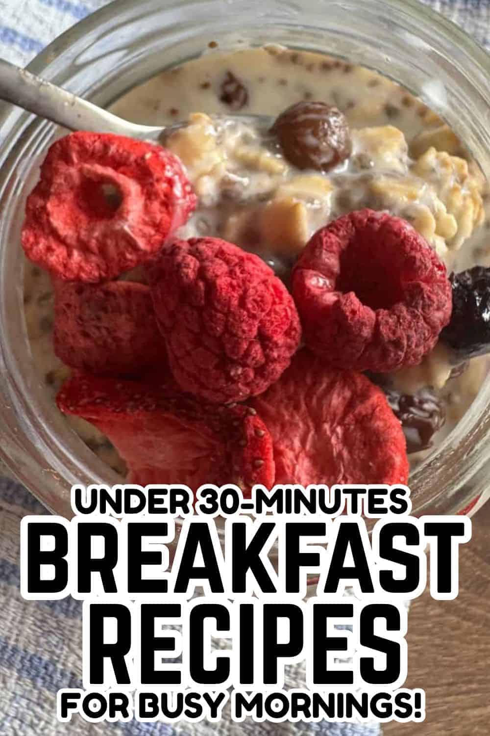 Healthy breakfast with berries and oats in a jar.