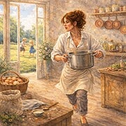 Woman performing stretch and fold technique for bread dough.