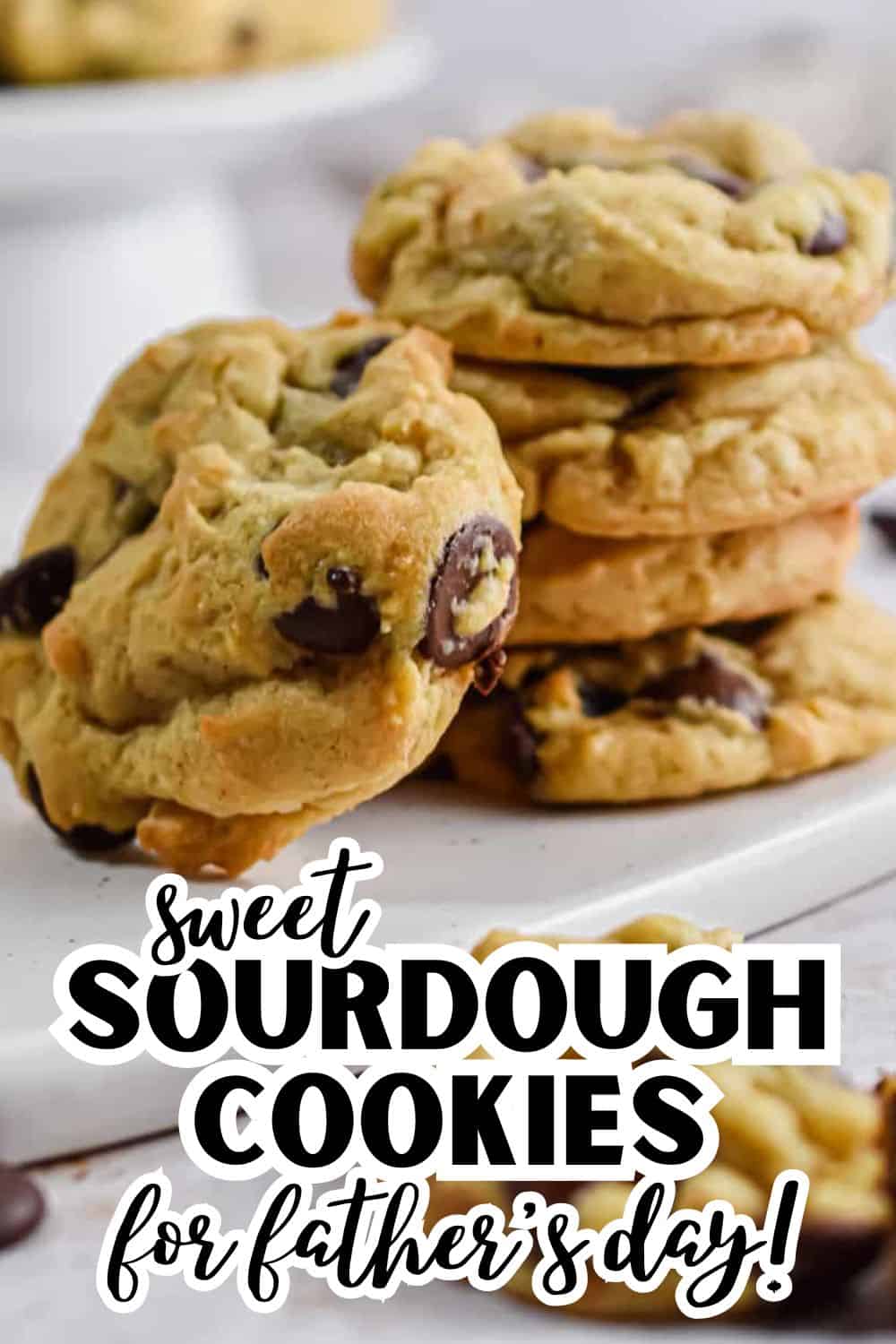 Close-up of freshly baked sourdough cookies with chocolate chips, showcasing stretch and fold baking.