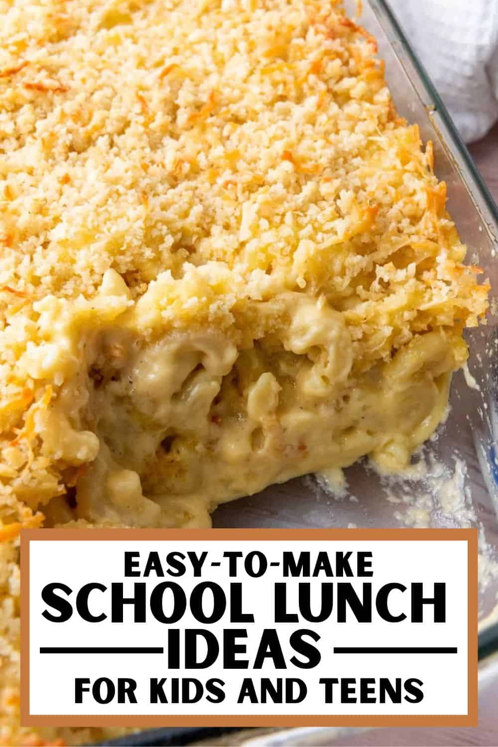 Easy school lunch casserole with creamy filling and crispy topping for kids and teens.